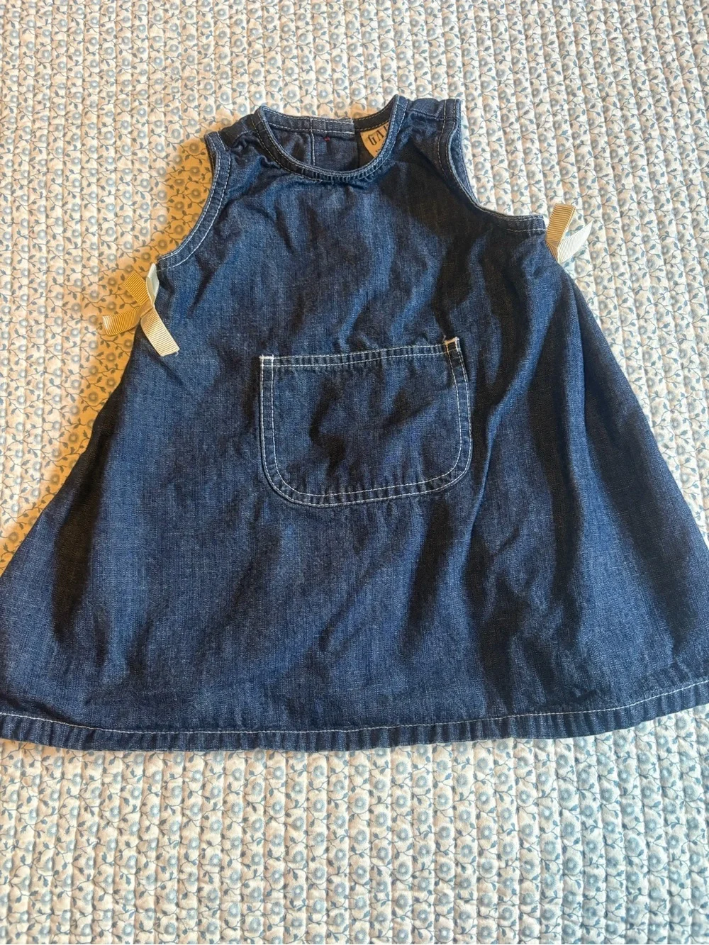 Baby Gap Girls Denim Cotton Dress with Bows